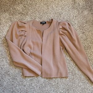 Express Tan Puff Sleeve Cardigan